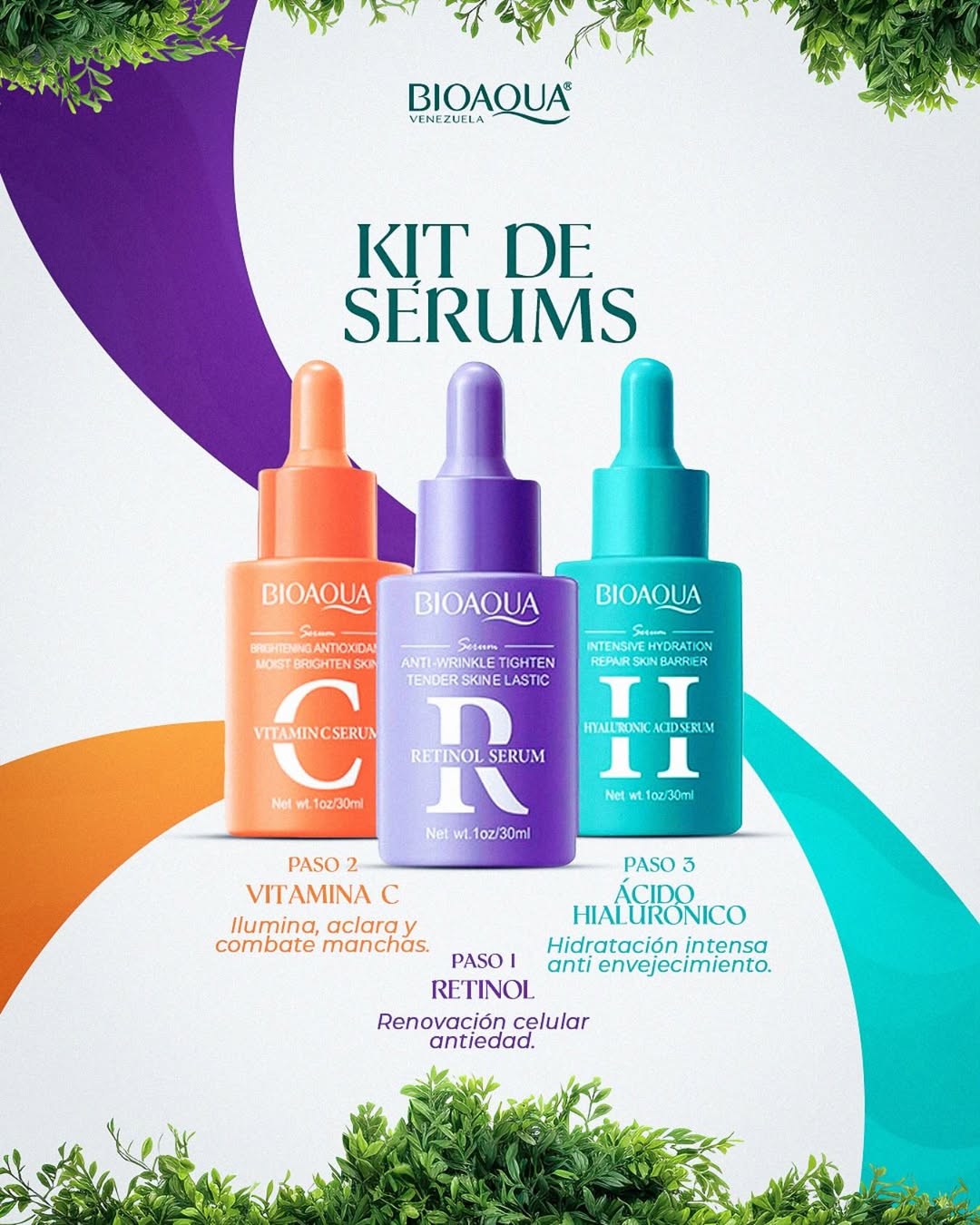 KIT X 3 ANTIEDAD BIOAQUA SERUM