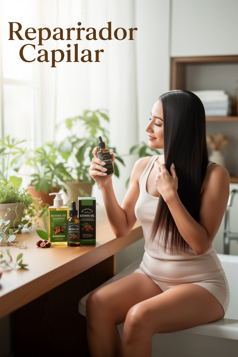 Combo Batana Oil 🌿 Shampoo + Aceite Esencial | Repara, Fortalece y Hace Crecer tu Cabello
