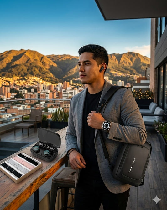 BOLSO ANTIROBO+AUDIFONO M10+RELOJ T20 4
